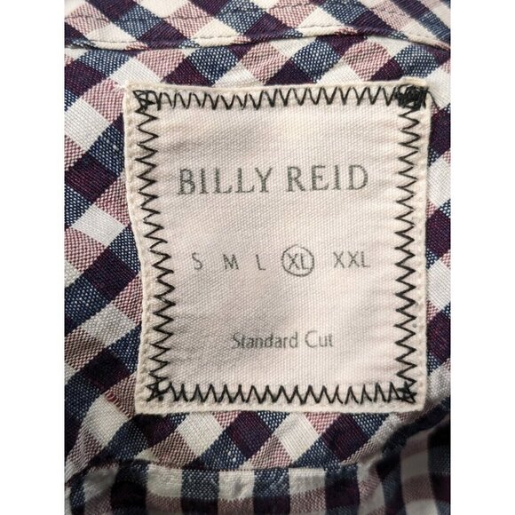 Billy Reid Shirt XL Standard Cut Linen Blend? Long Sleeve Button Colorful Check - Picture 3 of 14
